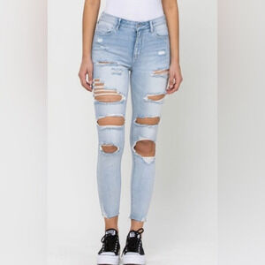 Cello Deconstructed Ankle Crop‎ High Rise Jeans size 9